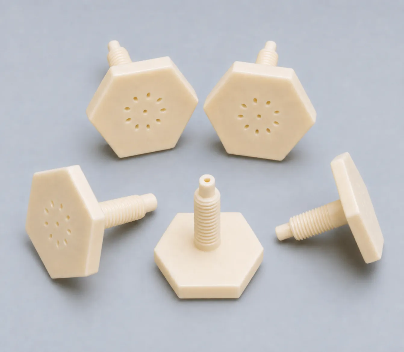 Precision alumina ceramic gas nozzle components manufactured in stable repeat production