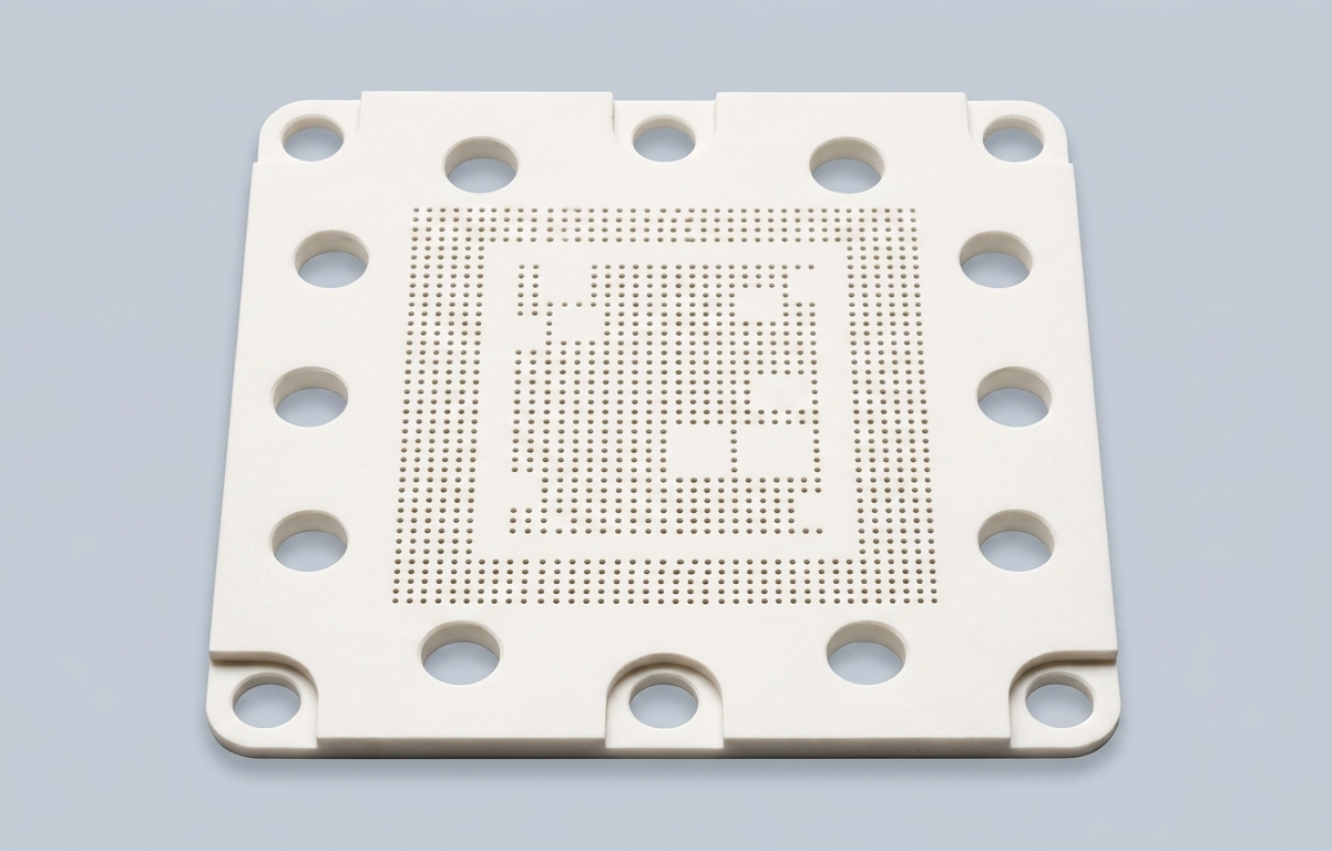 Custom alumina ceramic mask plate with precision micro-hole array for semiconductor equipment applications