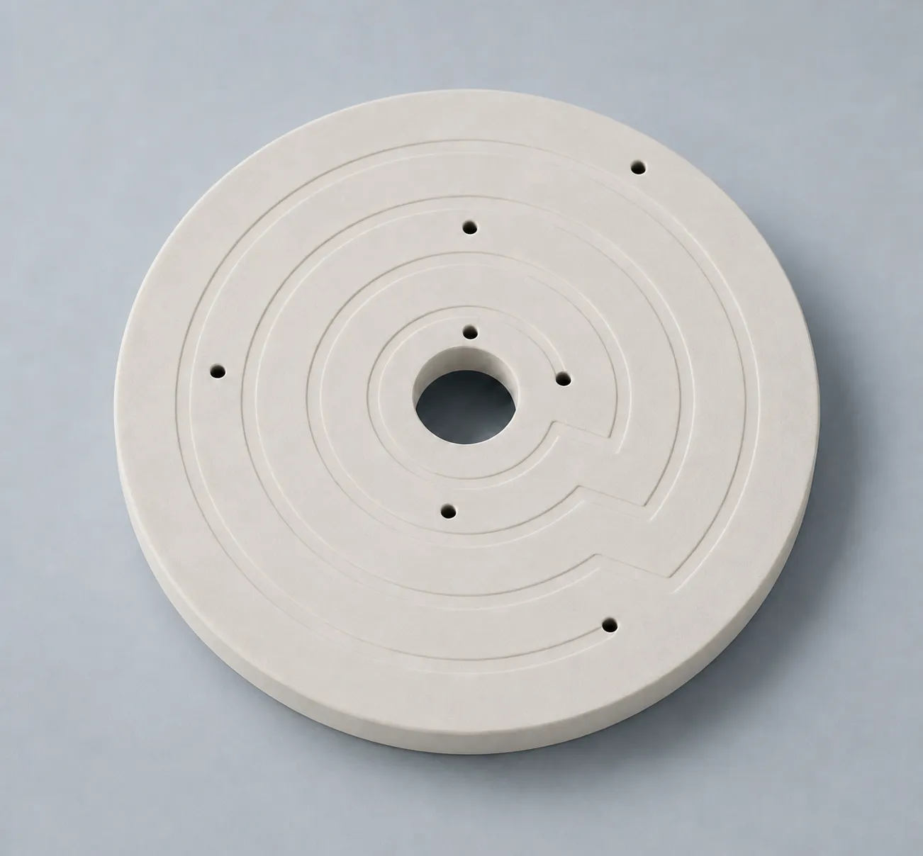 Precision machining and grinding of aluminum nitride ceramic heater plate